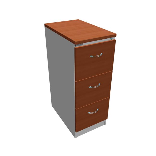 Aktenschrank OP mit drei Schubladen, 41,6 x 104 x 64 cm, Kirsche/Grau