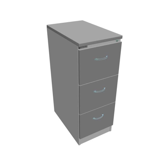 Aktenschrank OP mit drei Schubladen, 41,6 x 104 x 64 cm, grau/grau