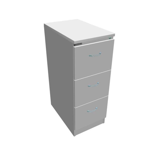 Aktenschrank OP mit drei Schubladen, 41,6 x 104 x 64 cm, weiß/grau