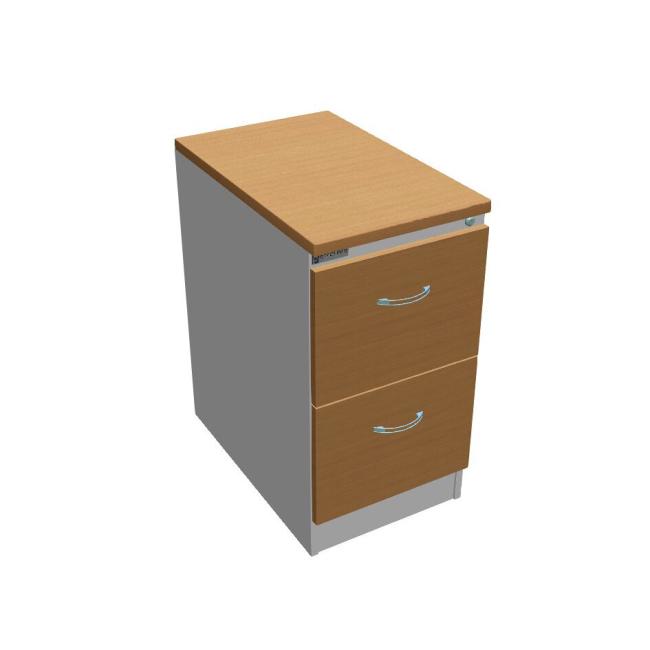 Aktenschrank OP mit zwei Schubladen, 41,6 x 73,5 x 64 cm, Buche/Grau