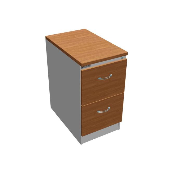 Aktenschrank OP mit zwei Schubladen, 41,6 x 73,5 x 64 cm, Erle/Grau