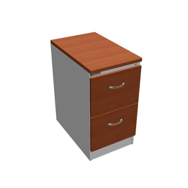 Aktenschrank OP mit zwei Schubladen, 41,6 x 73,5 x 64 cm, Kirsche/Grau