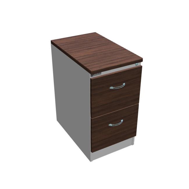 Aktenschrank OP mit zwei Schubladen, 41,6 x 73,5 x 64 cm, Walnuss/Grau