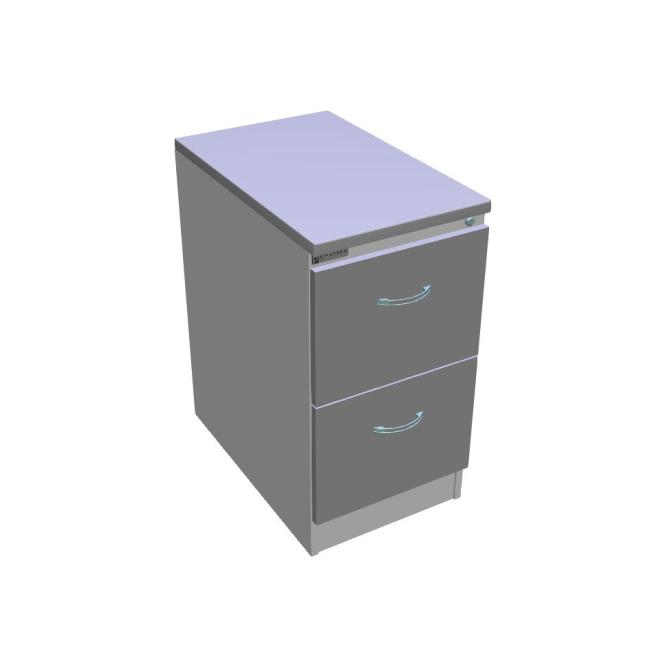 Aktenschrank OP mit zwei Schubladen, 41,6 x 73,5 x 64 cm, grau/grau