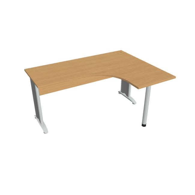 [ON416222] Schreibtisch Cross, ergonomisch, links, 160 x 75,5 x 120 cm, Buche/Metall
