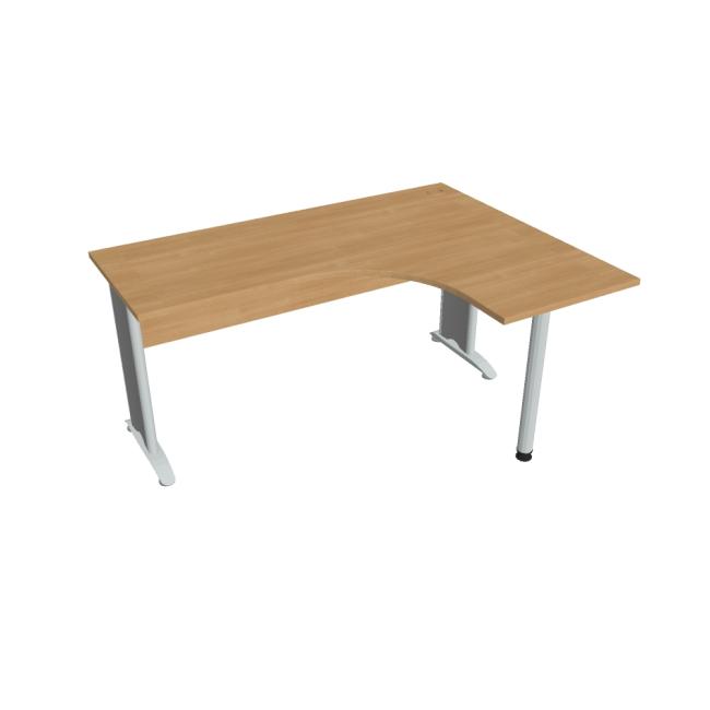 [ON416242] Schreibtisch Cross, ergonomisch, links, 160 x 75,5 x 120 cm, Eiche/Metall