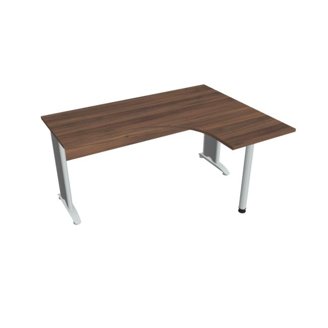 [ON416262] Schreibtisch Cross, ergonomisch, links, 160 x 75,5 x 120 cm, Nussbaum/Metall