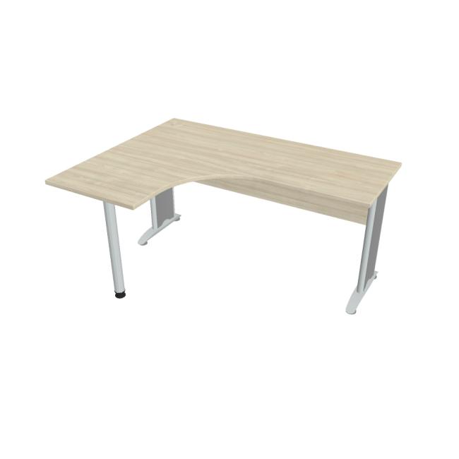 [ON416312] Schreibtisch Cross, ergonomisch, rechts, 160 x 75,5 x 120 cm, Akazie/Metall