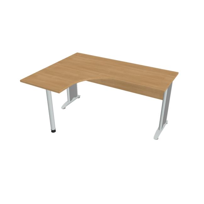 [ON416342] Schreibtisch Cross, ergonomisch, rechts, 160 x 75,5 x 120 cm, Eiche/Metall