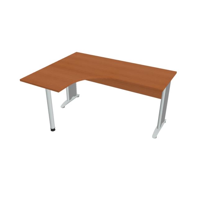 [ON416352] Schreibtisch Cross, ergonomisch, rechts, 160 x 75,5 x 120 cm, Kirsche/Metall