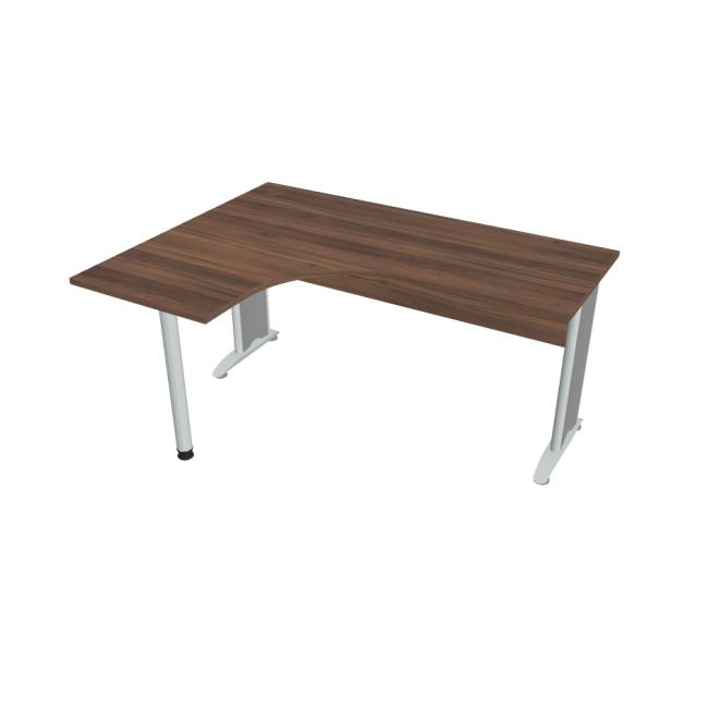 [ON416362] Schreibtisch Cross, ergonomisch, rechts, 160 x 75,5 x 120 cm, Nussbaum/Metall