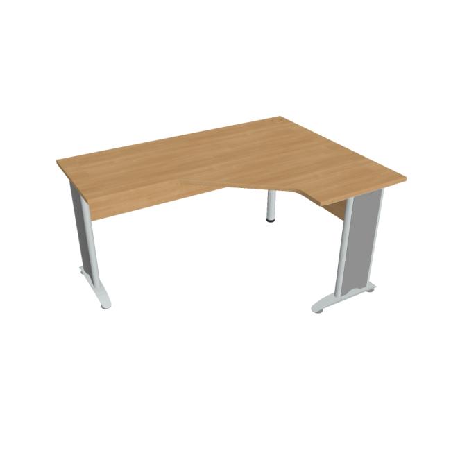 [ON416442] Schreibtisch Cross, ergonomisch, links, 160 x 75,5 x 120 cm, Eiche/Metall