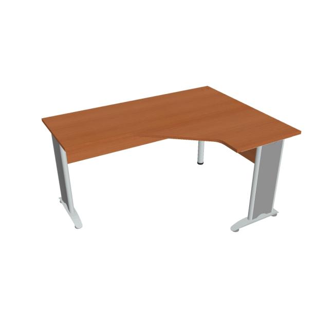 [ON416452] Schreibtisch Cross, ergonomisch, links, 160 x 75,5 x 120 cm, Kirsche/Metall