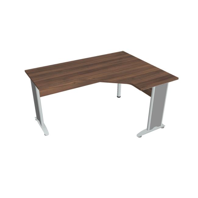 [ON416462] Schreibtisch Cross, ergonomisch, links, 160 x 75,5 x 120 cm, Nussbaum/Metall