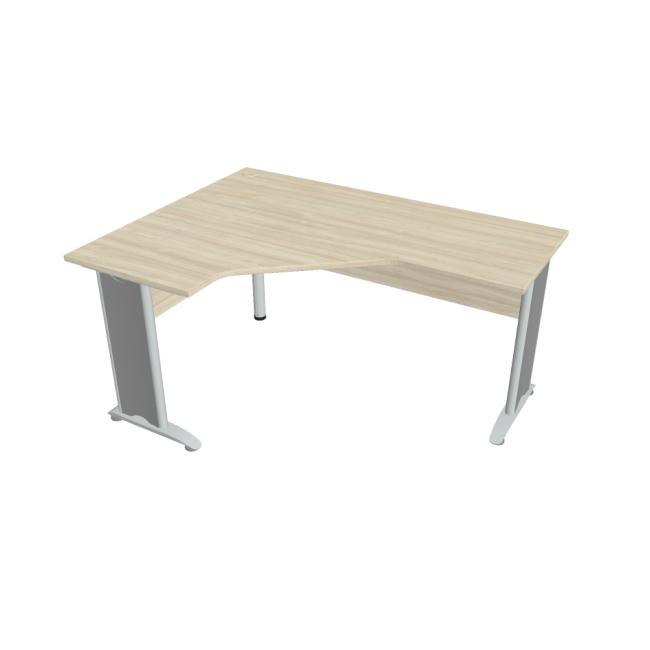 [ON416512] Schreibtisch Cross, ergonomisch, rechts, 160 x 75,5 x 120 cm, Akazie/Metall