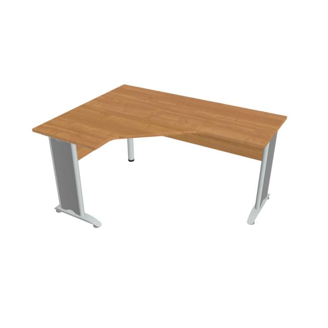 [ON416532] Schreibtisch Cross, ergonomisch, rechts, 160 x 75,5 x 120 cm, Erle/Metall