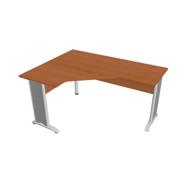 [ON416552] Schreibtisch Cross, ergonomisch, rechts, 160 x 75,5 x 120 cm, Kirsche/Metall
