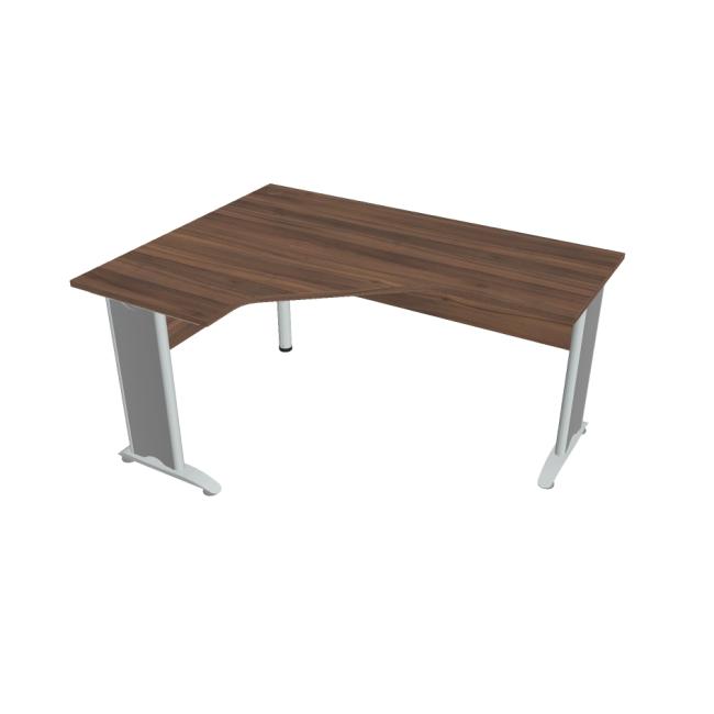 [ON416562] Schreibtisch Cross, ergonomisch, rechts, 160 x 75,5 x 120 cm, Nussbaum/Metall