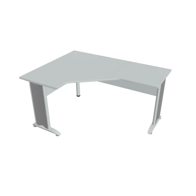 Schreibtisch Cross, ergonomisch, rechts, 160 x 75,5 x 120 cm, grau/metall