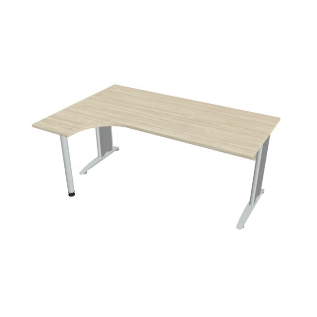 [ON418212] Schreibtisch Cross, ergonomisch, rechts, 180 x 75,5 x 120 cm, Akazie/Metall