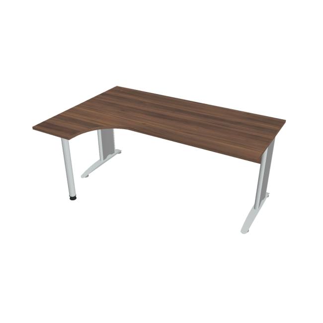 [ON418262] Schreibtisch Cross, ergonomisch, rechts, 180 x 75,5 x 120 cm, Nussbaum/Metall