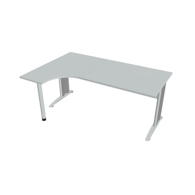 Schreibtisch Cross, ergonomisch, rechts, 180 x 75,5 x 120 cm, grau/metall