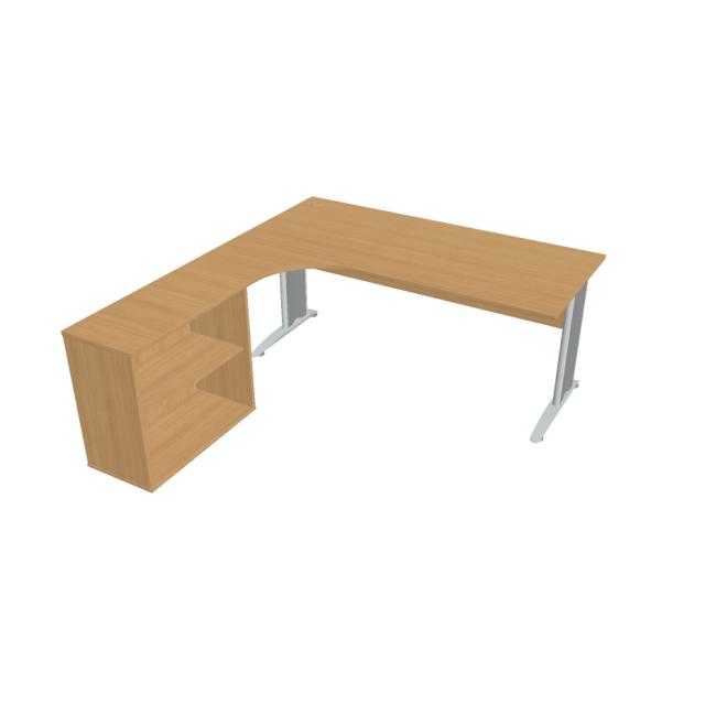 [ON418422] Schreibtisch Cross, ergonomisch, rechts, 180 x 75,5 x 200 cm, Buche/Metall