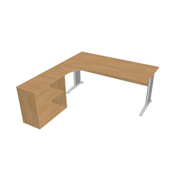[ON418442] Schreibtisch Cross, ergonomisch, rechts, 180 x 75,5 x 200 cm, Eiche/Metall