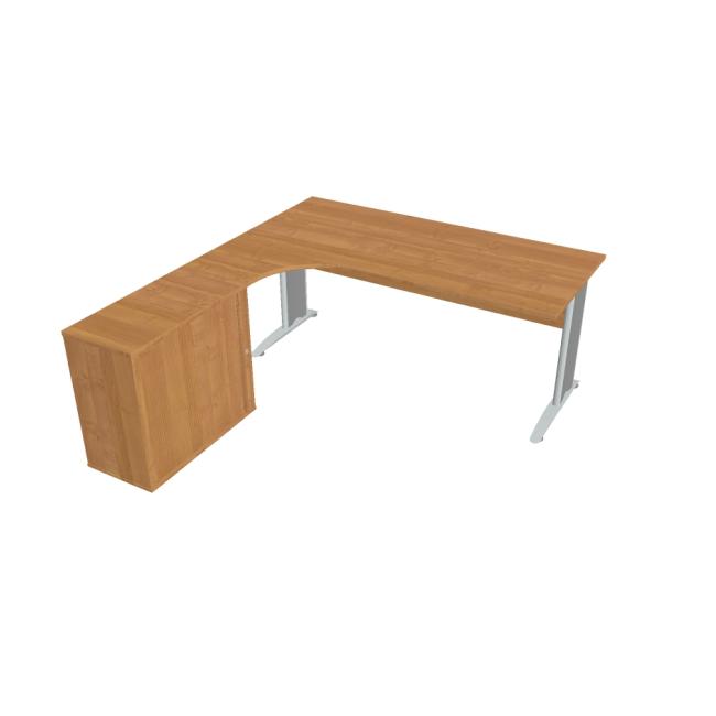 [ON418632] Schreibtisch Cross, ergonomisch, rechts, 180 x 75,5 x 200 cm, Erle/Metall