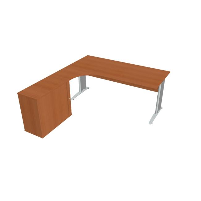 [ON418652] Schreibtisch Cross, ergonomisch, rechts, 180 x 75,5 x 200 cm, Kirsche/Metall