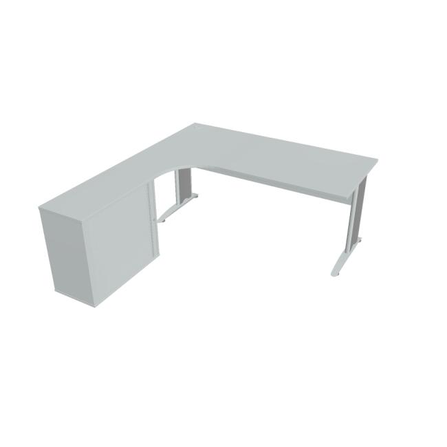 [ON418672] Schreibtisch Cross, ergonomisch, rechts, 180 x 75,5 x 200 cm, grau/metall