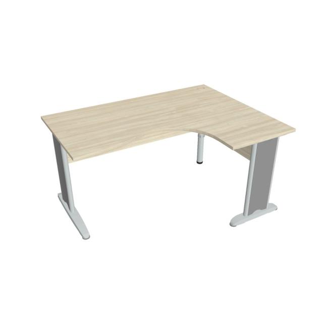 [ON421512] Schreibtisch Cross, ergonomisch, links, 160 x 75,5 x 120 cm, Akazie/Metall
