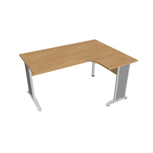 [ON421542] Schreibtisch Cross, ergonomisch, links, 160 x 75,5 x 120 cm, Eiche/Metall