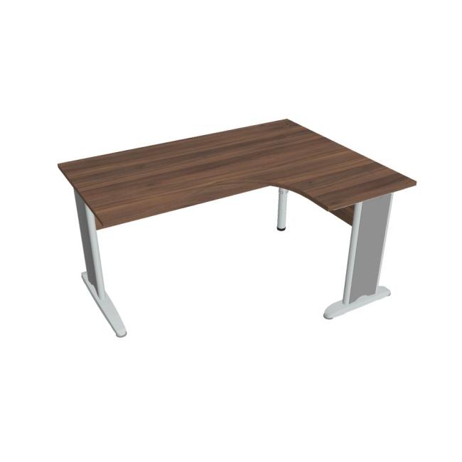 [ON421562] Schreibtisch Cross, ergonomisch, links, 160 x 75,5 x 120 cm, Nussbaum/Metall