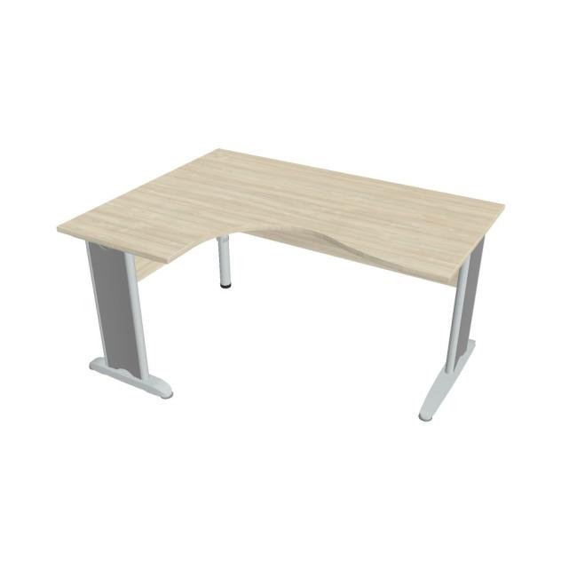 [ON422512] Schreibtisch Cross, ergonomisch, rechts, 160 x 75,5 x 120 cm, Akazie/Metall