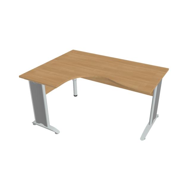 [ON422542] Schreibtisch Cross, ergonomisch, rechts, 160 x 75,5 x 120 cm, Eiche/Metall