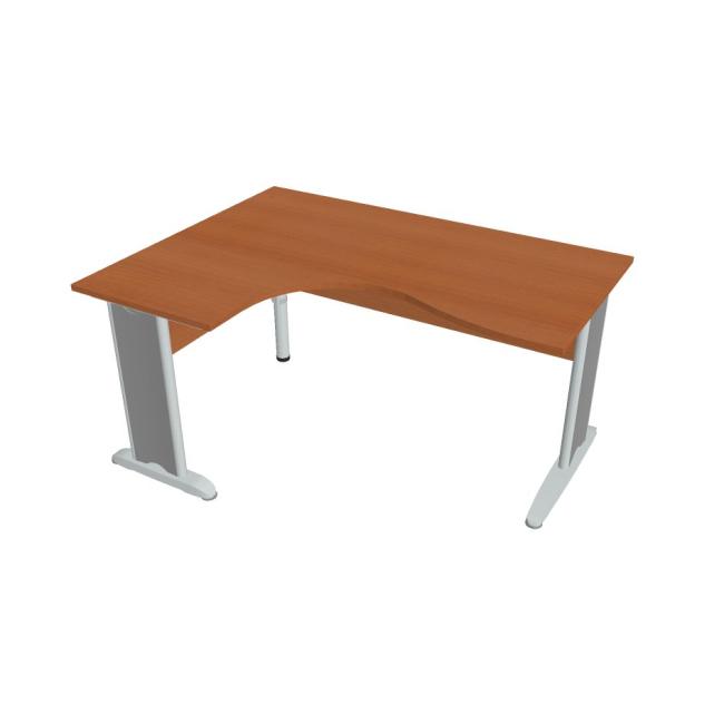 [ON422552] Schreibtisch Cross, ergonomisch, rechts, 160 x 75,5 x 120 cm, Kirsche/Metall