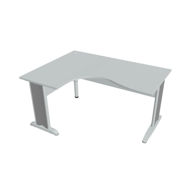 Schreibtisch Cross, ergonomisch, rechts, 160 x 75,5 x 120 cm, grau/metall