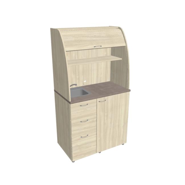 Küchenzeile mit Spüle und Wasserhahn, links, 100 x 189,1 x 60 cm, Akazie/Akazie