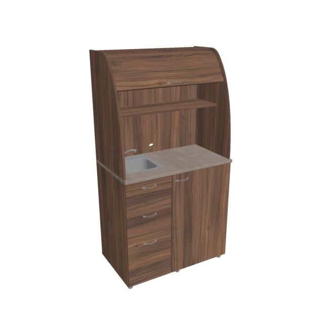 [ON450377] Küchenzeile mit Spüle und Armatur, links, 100 x 189,1 x 60 cm, Nussbaum/Nussbaum