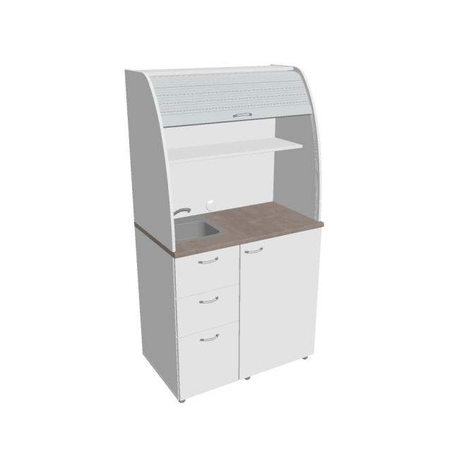 [ON450399] Küchenzeile mit Spüle und Wasserhahn, links, 100 x 189,1 x 60 cm, weiß/weiß