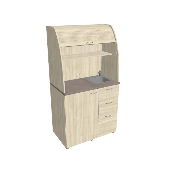 Küchenzeile mit Spüle und Wasserhahn, rechts, 100 x 189,1 x 60 cm, Akazie/Akazienholz