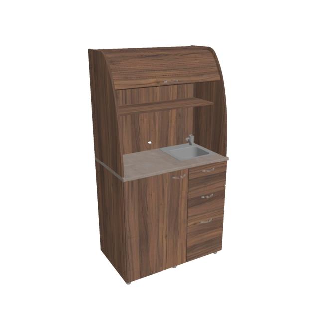 [ON450477] Küchenzeile mit Spüle und Armatur, rechts, 100 x 189,1 x 60 cm, Nussbaum/Nussbaum