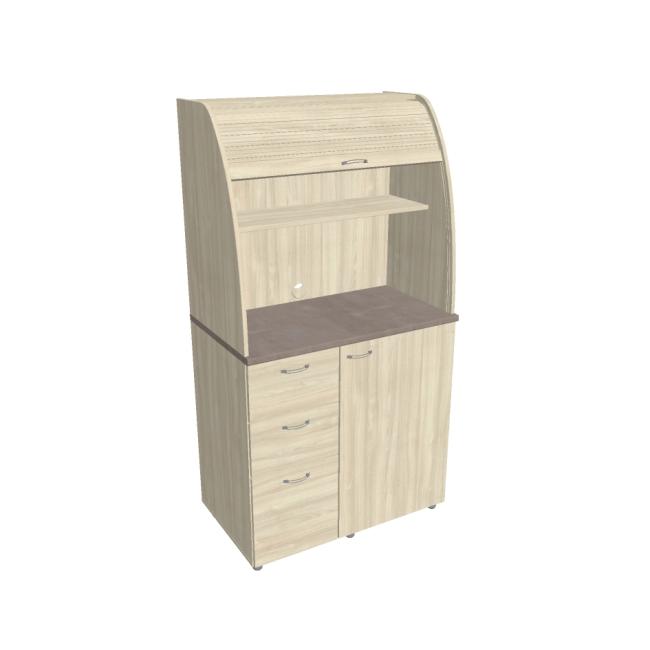 [ON450511] Küchenzeile mit Kühlschrank, links, 100 x 189,1 x 60 cm, Akazie/Akazie