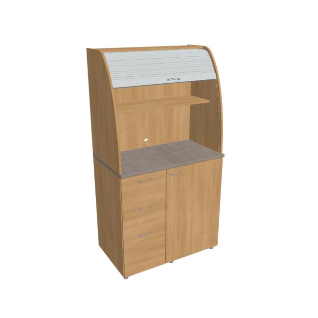 Küchenzeile mit Kühlschrank, links, 100 x 189,1 x 60 cm, Eiche/Eiche