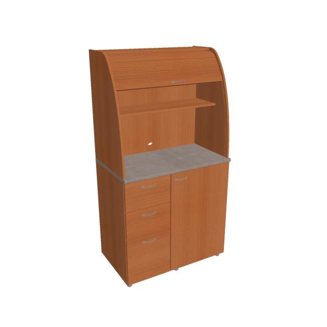 Küchenzeile mit Kühlschrank, links, 100 x 189,1 x 60 cm, Kirsche/Kirsche