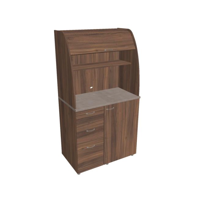 Küchenzeile mit Kühlschrank, links, 100 x 189,1 x 60 cm, Nussbaum/Nussbaum