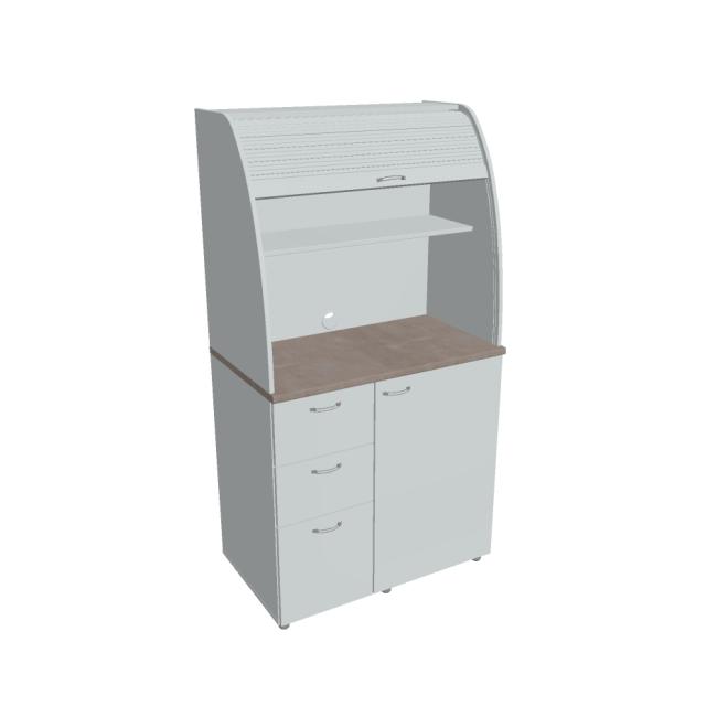 Küchenzeile mit Kühlschrank, links, 100 x 189,1 x 60 cm, grau/grau