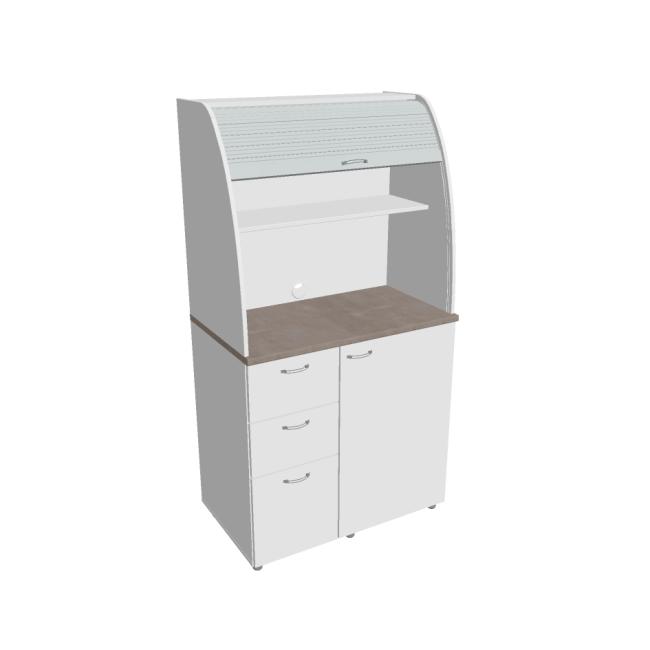 [ON450599] Küchenzeile mit Kühlschrank, links, 100 x 189,1 x 60 cm, weiß/weiß