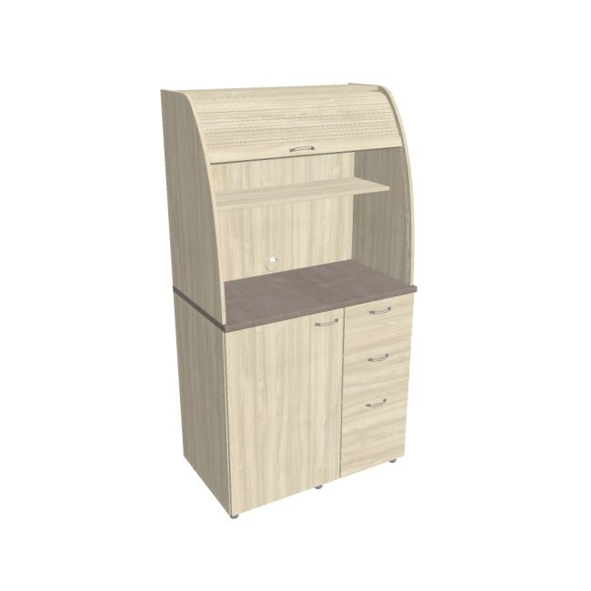 Küchenzeile mit Kühlschrank, rechts, 100 x 189,1 x 60 cm, Akazie/Akazie